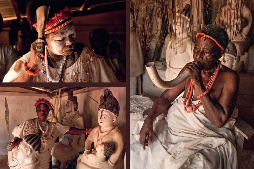 Edo Voodoo Priestesses at Olokun Shrine, Nigeria