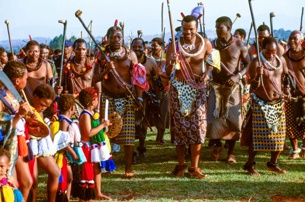 King Mswati III Leading his Warriors