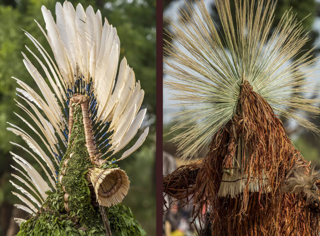 Feather and Millet Stalk Crested Leaf Masks, Burkina Faso